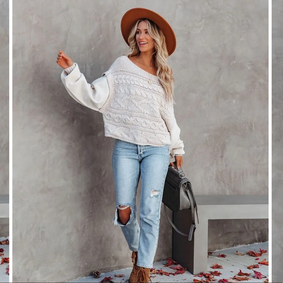 CHANDY COTTON BLEND CABLE KNIT SWEATER - Picture 12 of 14